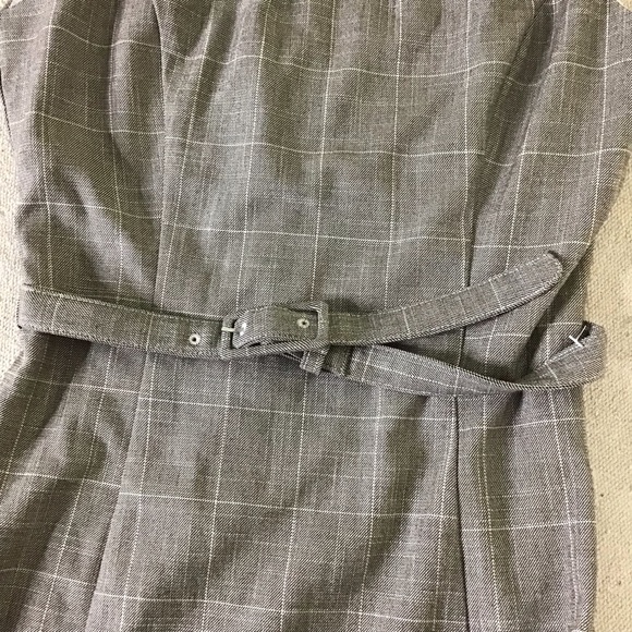 H&M Sheath Dress Women XS Taupe Windowpane Plaid Knee Length Cap Sleeves - Picture 4 of 8